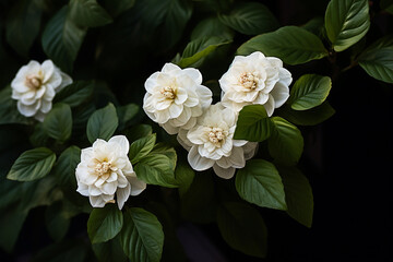 A group of white flowers sitting on top