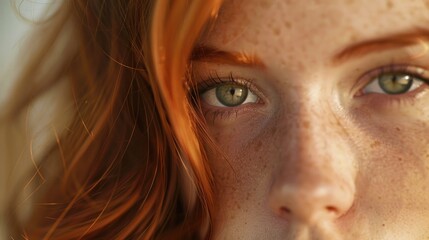 Close-up photo of a woman's face featuring freckles, suitable for use in beauty or health-related contexts