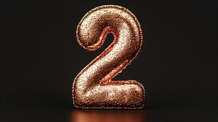 Fototapeta premium A sleek and modern 3D render of a futuristic metallic number 2 isolated on a black background featuring a shiny and reflective surface that creates a distinctive and captivating visual effect
