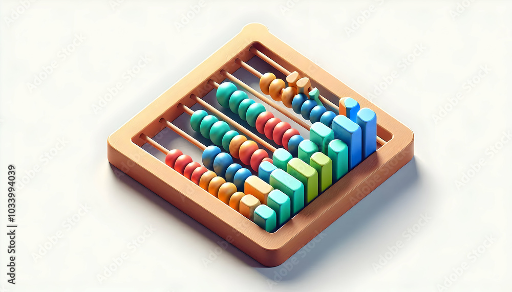 Poster 3d abacus with colorful graph bars instead of beads - vector illustration of a modern abacus with wo