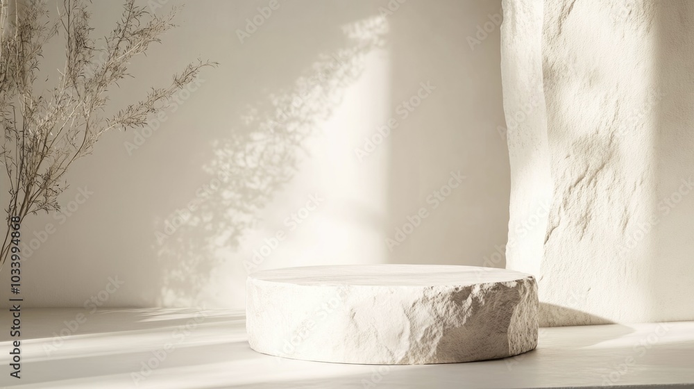 Poster a simple white table set with a decorative vase containing fresh flowers
