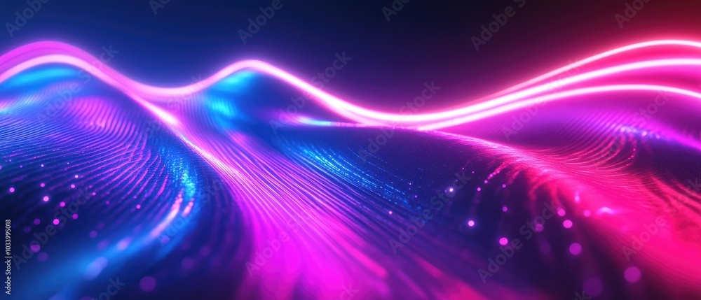 Poster abstract wave of vibrant pink and blue light, creating a dynamic and energetic visual effect, perfec
