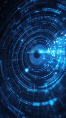 Obraz premium Abstract digital background featuring vibrant blue patterns with glowing points, perfect for technology and innovation themes.