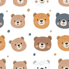 Naklejka premium A set of cartoon bear faces with a white background. The bears are smiling and appear to be happy. 