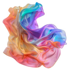 Obraz premium Textur Hintergrund, weich fließender Stoff in Regenbogenfarben, freigestellt vor transparentem Hintergrund, Generative AI