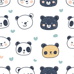 A set of cartoon bear faces with a white background. The bears are smiling and appear to be happy. 
