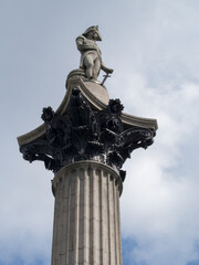 London/UK - July 08 2017: Detail of Admiral Nelson`s column, Trafalgar Square. Nelson`s Column was...