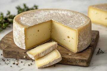 Cheese slices in the kitchen close up food photo