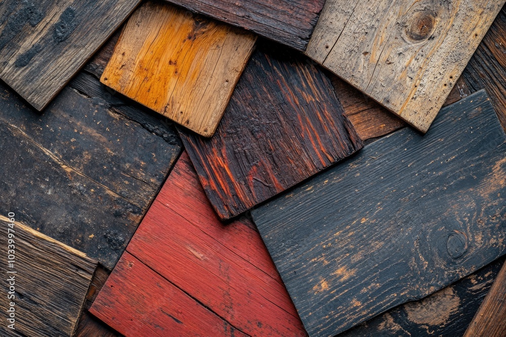 Poster a close-up view of a stack of wooden planks, often used in construction and diy projects