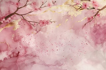 Cherry blossom watercolor background backgrounds flower plant.