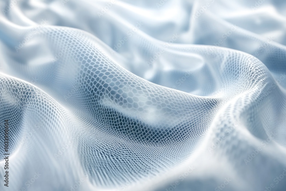 Poster A high-angle shot of a sheet of white fabric with intricate details, suitable for use in textile-related contexts