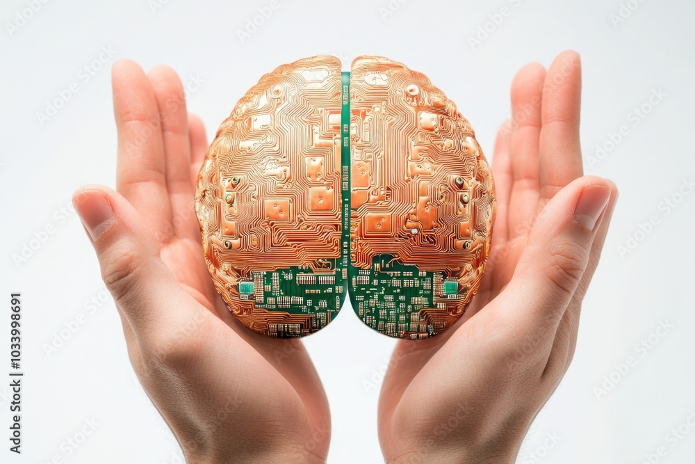 Aufkleber A person holds a circuit board, useful for electronics tutorials or IT projects