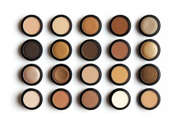 Arranged eyeshadows on a white surface