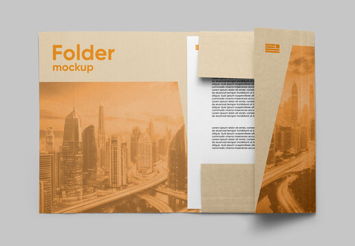 Folder with Letterhead Mockup