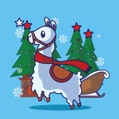 Merry Christmas illustration with cute vector animals