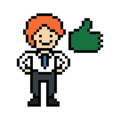 Fototapeta premium Cartoon cute pixel cartoon 8bit character business man businessman smart work game for decoration business 8 bit male career smart character game png vector.