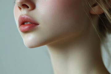 A close-up shot of a woman's face with her eyes closed, suitable for use in portraits or representing introspection
