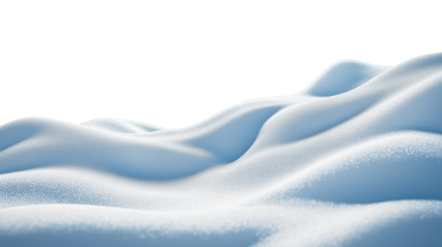Snowy Mountain. Snow landscape decoration, frozen hills. White snow covered hill with a few small snow piles. Empty snow banks field. background. Christmas png illustration.
