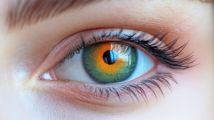 Fototapeta premium A detailed view of a person's blue eye with distinct features