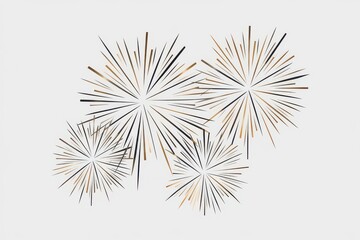 Fototapeta premium Black Gold Fireworks Illustration White Background - Modern Celebration Graphics Event Marketing, Party Invitations, Holiday Promotions