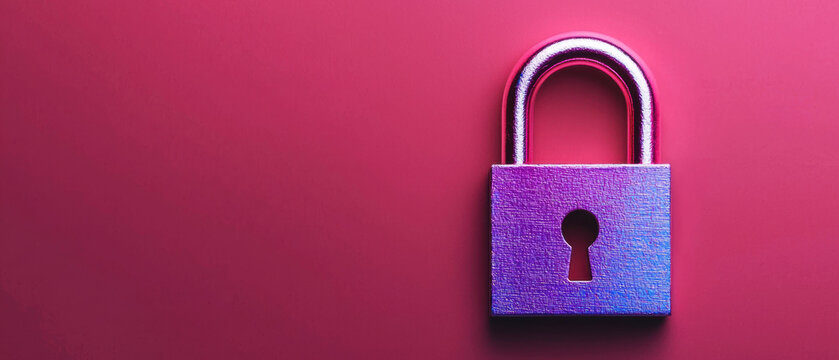 A vibrant padlock on a pink background symbolizes security and protection.