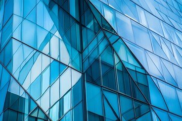 Abstract Pattern of Blue Glass Windows on a Modern Building