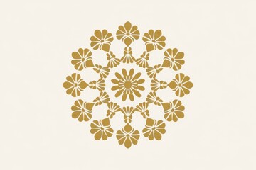 Elegant Gold Floral Mandala Pattern Cream Background - Perfect Wedding Invitations, Cultural Event Decor, Festive Celebrations