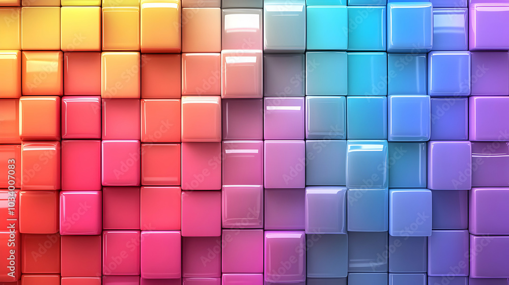Poster 3d emotional spectrum square tiles concept: abstract minimal color gradients illustrating emotional 