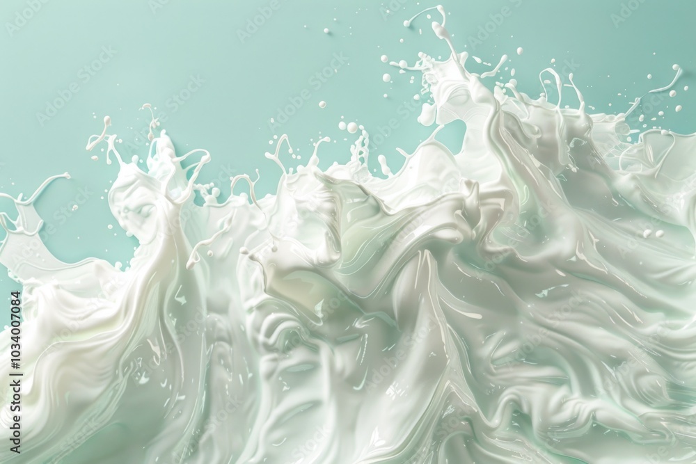 Poster A close-up view of a liquid wave on a blue background, suitable for use in science or technology projects