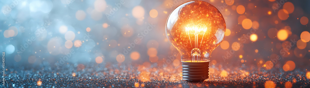 Aufkleber bokeh lightbulb representing innovation concept: glowing lightbulb with soft bokeh effects for brigh