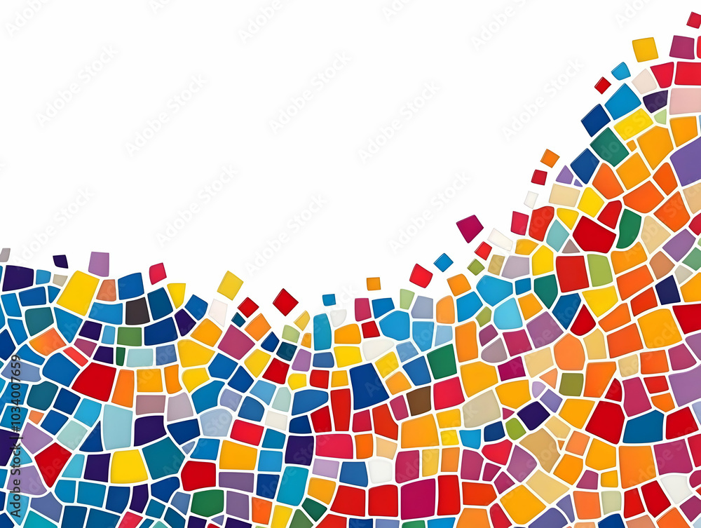 Poster flat glossy political party symbols: macro shot of abstract mosaic tiles with ample copy space for c