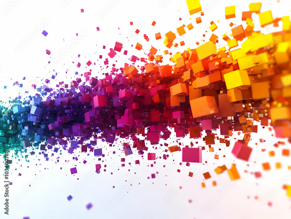 Poster flat abstract political spectrum visualization - medium shot 3d colorful ideologies interaction, dyn