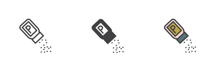 Pepper shaker different style icon set