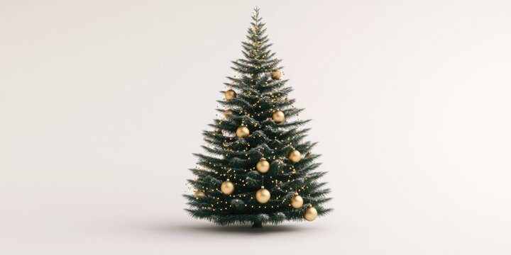 A small Christmas tree decorated with gold ornaments