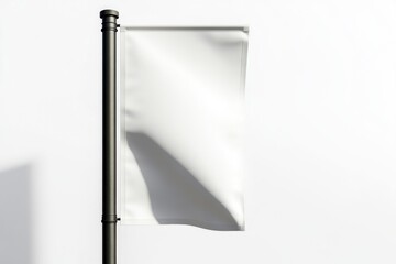 A white flag is hung from a pole, symbolizing surrender or truce