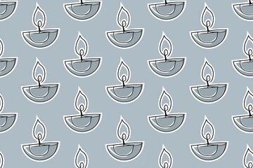 Stylized Diya Pattern Soft Blue Background Diwali Marketing Materials - Festive Cultural Celebration Decorative Design Invitations, Social Media, Events