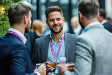 Group of friends enjoying social gathering, great for hospitality or party theme