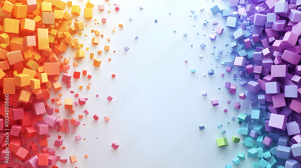 Poster 3d emotional spectrum square frame concept: abstract squares representing emotions with color gradie