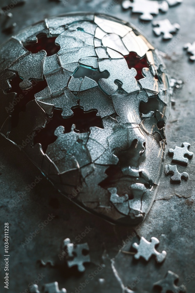 Poster a single puzzle piece sitting on a table, ready to be solved