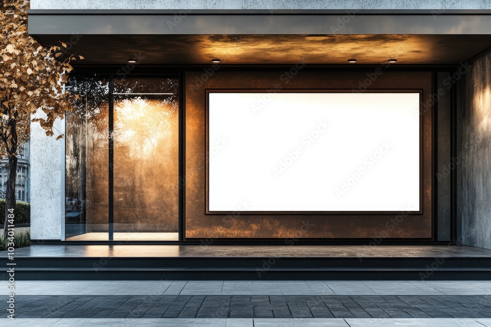 Aufkleber A plain white billboard on the side of a building with no text or graphics