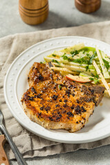 Warm Grilled Pork Chops and Apple Slaw