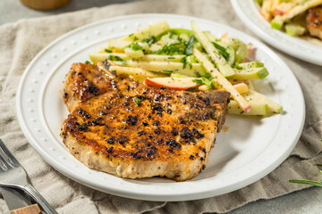 Warm Grilled Pork Chops and Apple Slaw
