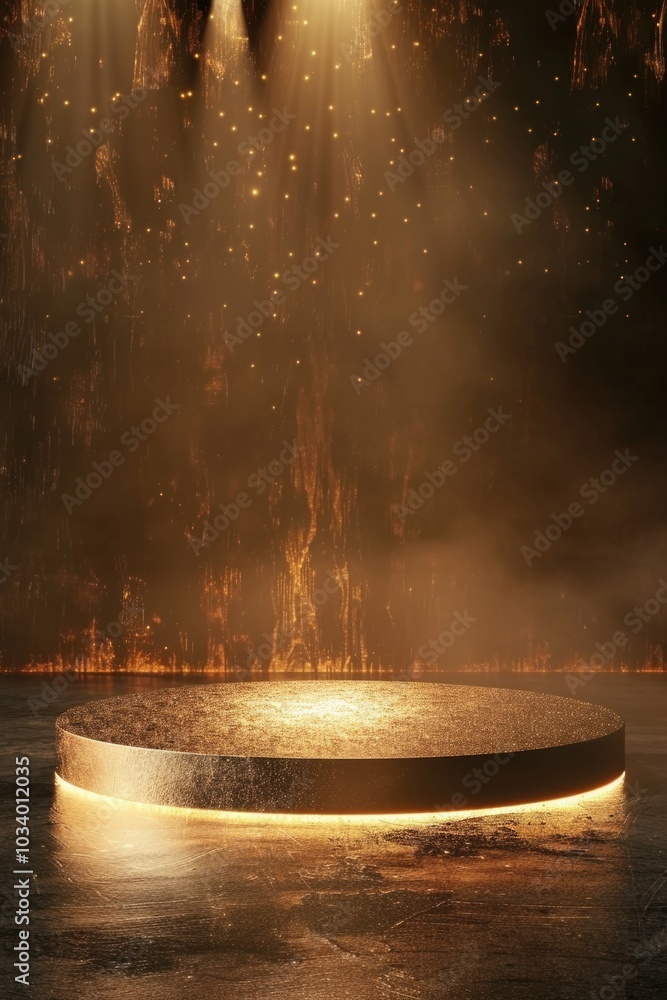 Poster a stage with a circular light in the center, ideal for performances and events