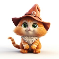 Fototapeta premium Adorable kitten wearing witch hat