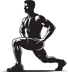 Lunges Gym exercise Silhouette illustration isolated on a white background