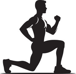 Lunges Gym exercise Silhouette illustration isolated on a white background