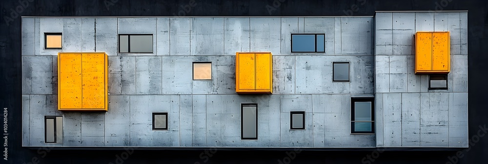 Poster Close up view of a striking geometric building facade showcasing the bold lines intricate textures and contemporary minimalist design of the urban architecture