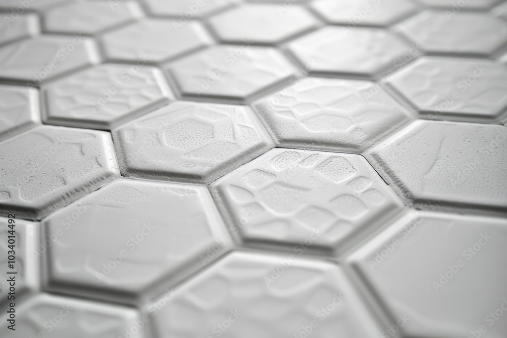 Poster a detailed shot of a white tiled floor with minimal texture and no distractions