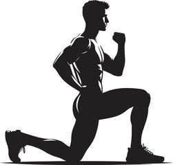 Lunges Gym exercise Silhouette illustration isolated on a white background