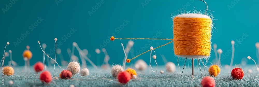 Poster Closeup of mesmerizing embroidered threads seamlessly blending together to create a captivating and intricate work of art